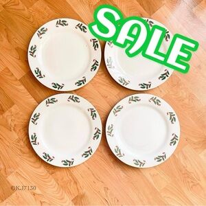 Vintage Alco Industries Holly and Berries Porcelain Christmas Dinner Plate Set